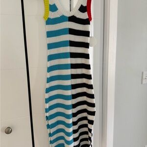 STAUD Seashore Dress Multicolor Striped Knit Dress